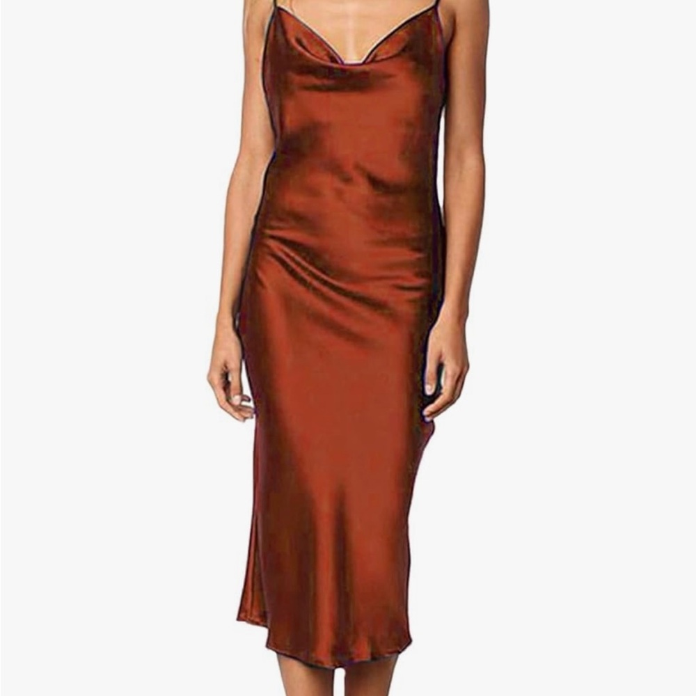 NWT women’s sleeveless spaghetti strap cowl neck  dot leopard midi Slip Dress
